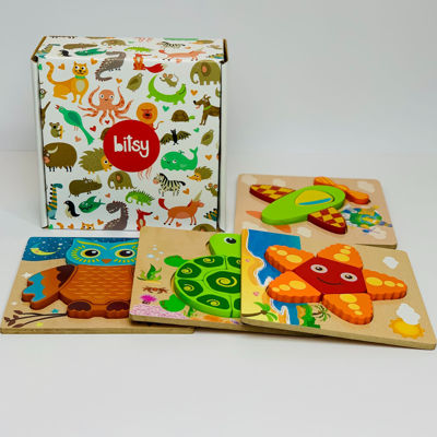 picture of Wooden toddler puzzles (4 sets)